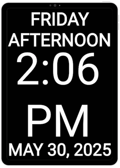 Eine Kalenderuhr zeigt die Uhrzeit und einen Termin zur Pediküre um 16:00 Uhr an.